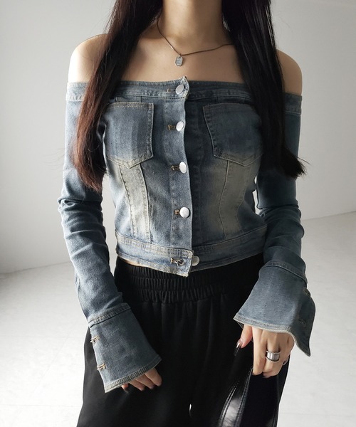 MSGM デニム　オフショルダー　トップス　サイズ40 c7105_750.jpg