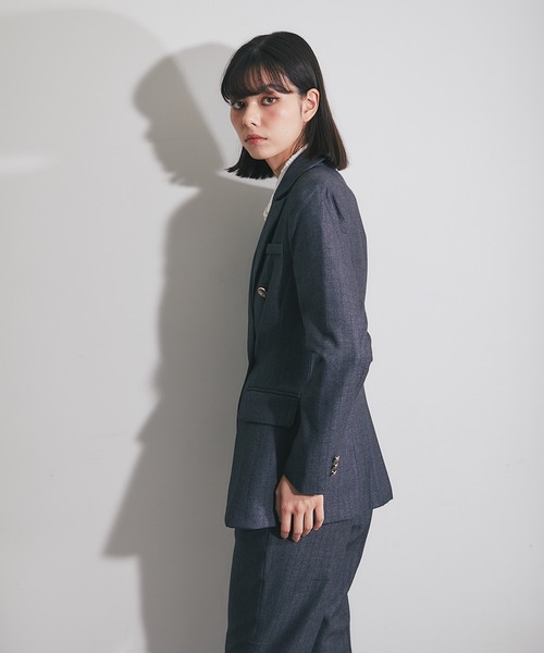 SMILE ORCHID ストライプ柄ジャケット＆スラックスパンツセットアップ SMILE ORCHID セットアップ ストライプ柄ジャケット＆スラックス