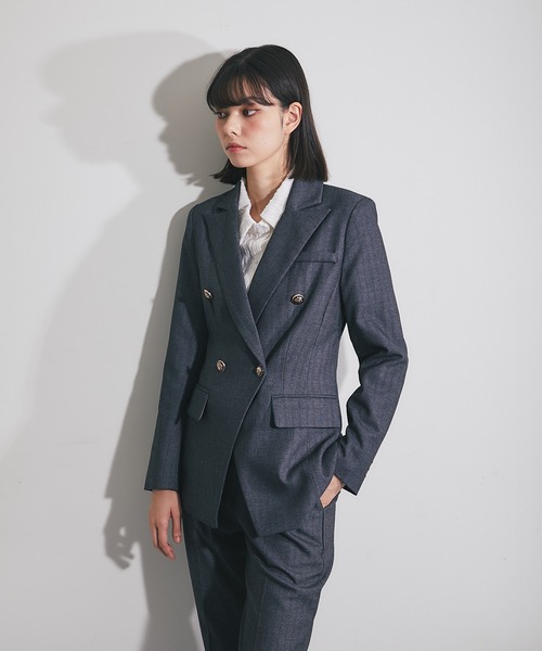 SMILE ORCHID ストライプ柄ジャケット&スラックスパンツセットアップ SMILE ORCHID セットアップ ストライプ柄ジャケット&スラックス