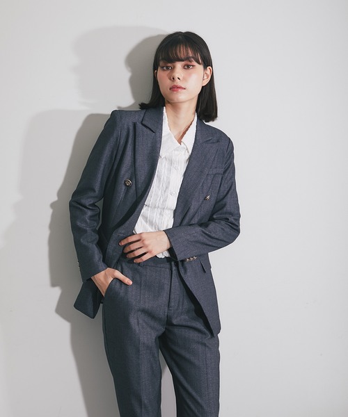 セットアップ ジャケット スリム パンツ ストライプ フォーマル SMILE ORCHID セットアップ ストライプ柄ジャケット＆スラックス