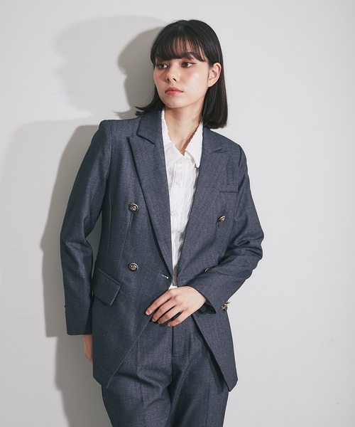 SMILE ORCHID ストライプ柄ジャケット＆スラックスパンツセットアップ SMILE ORCHID セットアップ ストライプ柄ジャケット＆スラックス