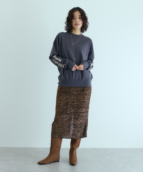 いっちゃん♡エメイン フレアスカート＋スパンコールニット ADAM ET ROPE'（アダムエロペ） スカート スパンコールニットスカート