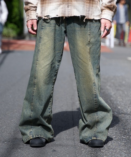 Blank Product. ワイドパンツ ジーンズ Vintage Washed Baggy Denim