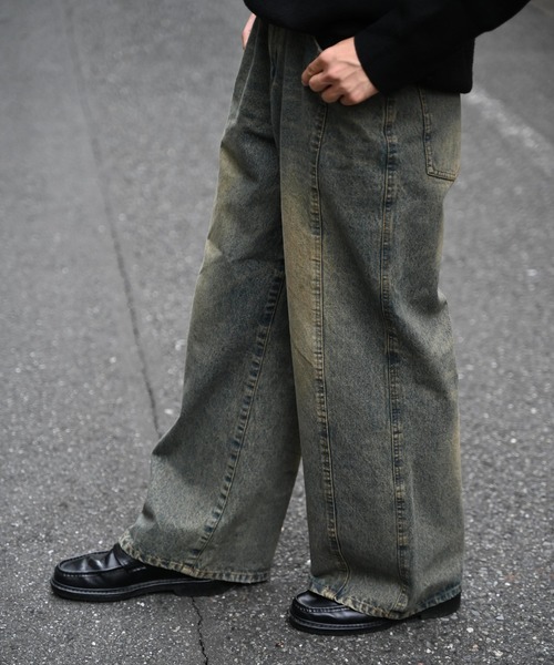 Blank Product. ワイドパンツ ジーンズ Vintage Washed Baggy Denim
