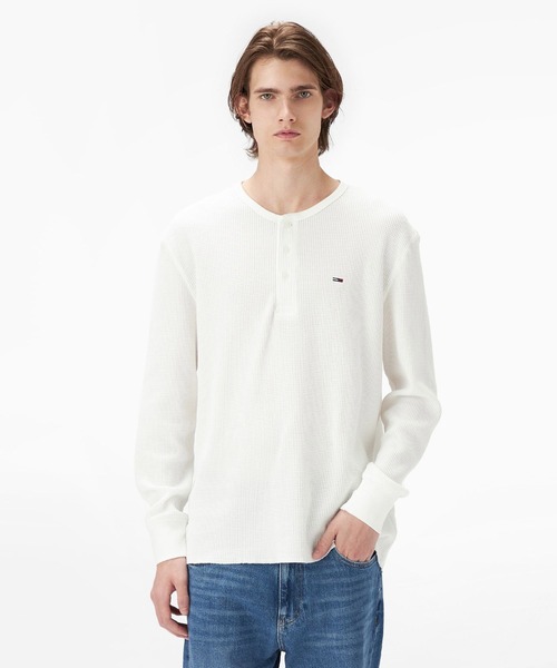 TOMMY JEANS（トミー・ジーンズ） tシャツ レギュラーワッフルヘンリー