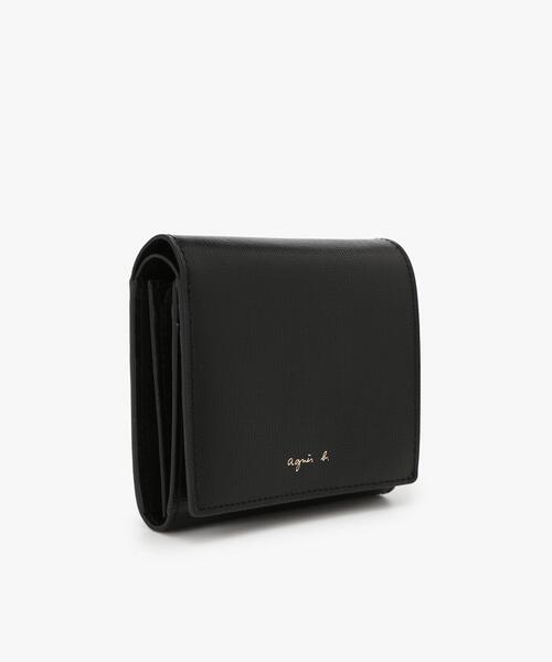【完全新品】アニエスベー　二つ折り財布　ブラック レディース 二つ折り財布 天然皮革 アニエスベー 財布 ロゴ HW11