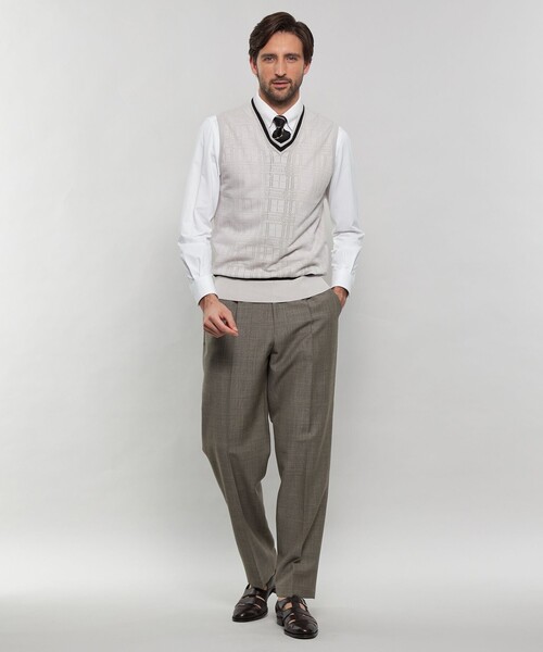 パンツ 「DORMEUIL/ドーメル」「SUPER LITE TONIK」1プリーツグレンチェックトラウザーズ メンズの画像