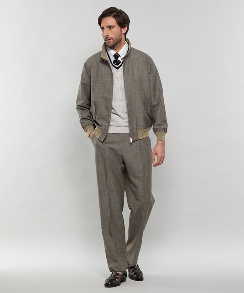 パンツ 「DORMEUIL/ドーメル」「SUPER LITE TONIK」1プリーツグレンチェックトラウザーズ メンズの画像