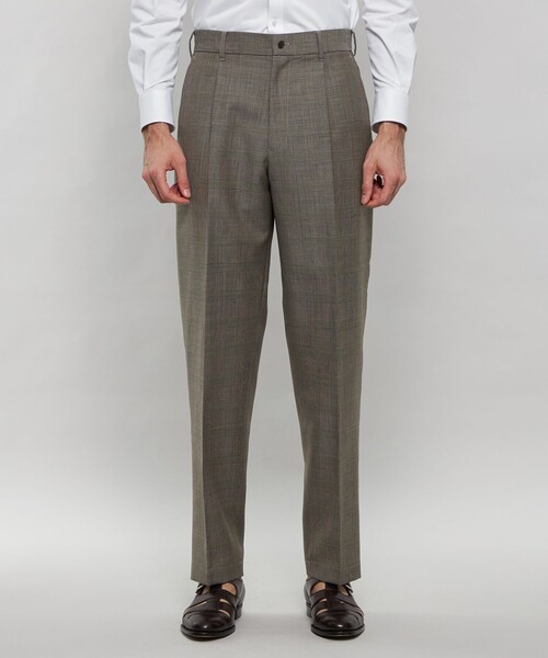 パンツ 「DORMEUIL/ドーメル」「SUPER LITE TONIK」1プリーツグレンチェックトラウザーズ メンズの画像
