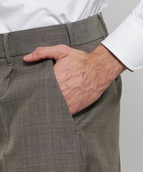 パンツ 「DORMEUIL/ドーメル」「SUPER LITE TONIK」1プリーツグレンチェックトラウザーズ メンズの画像
