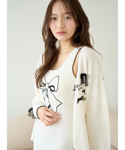 snidel home 肩リボンワンピース　パジャマ SNIDEL HOME パジャマ ルームウェア ショルダーリボンワンピース
