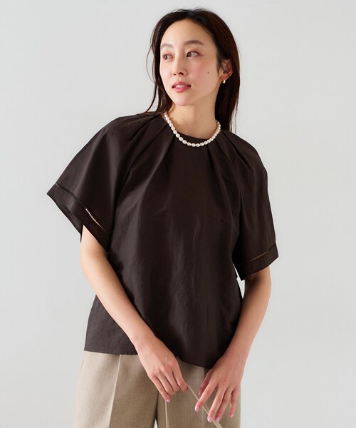 UNTITLED ブラウス シャツ 「セットアップ可能」リネン混 タック