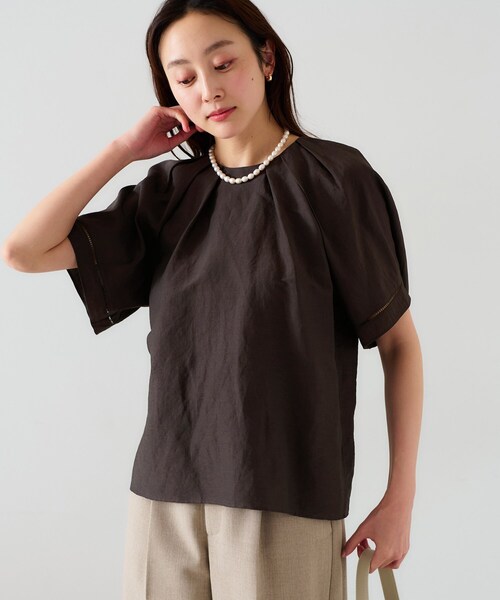 UNTITLED ブラウス シャツ 「セットアップ可能」リネン混 タック