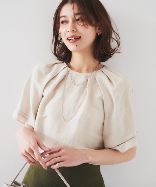 UNTITLED ブラウス シャツ 「セットアップ可能」リネン混 タック