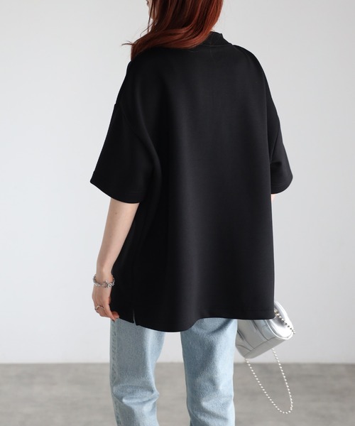 tシャツ ダンボールモックネックプルオーバー「手洗い可能」 レディース Fizz tシャツ 「Fizz/フィズ」 モックネックゆったりダンボール