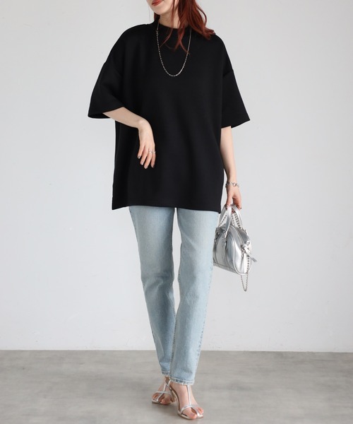 tシャツ モックネックゆったりダンボール半袖Tee レディース | Fizz | 05