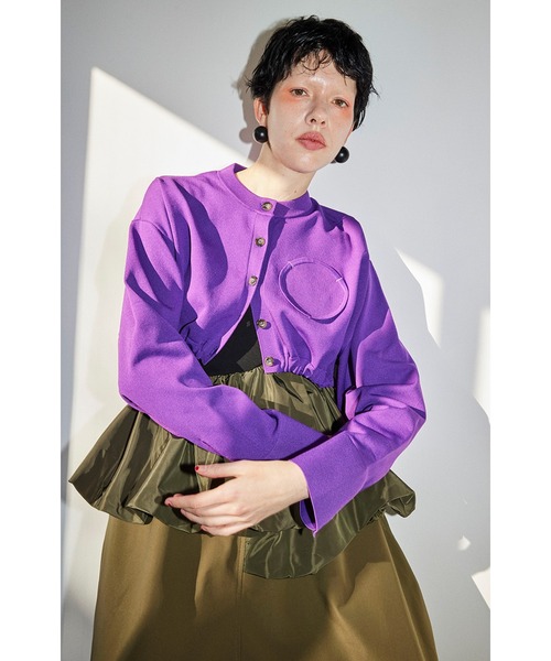 カーディガン HEM GATHER SHORT KNIT CD レディース
