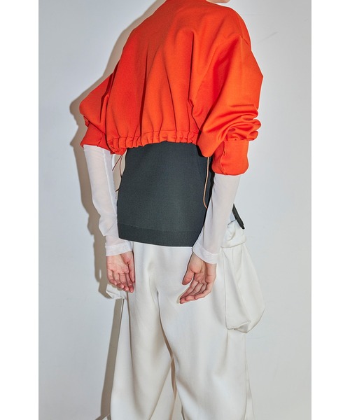 OMMO カーディガン HEM GATHER SHORT KNIT CD レディース