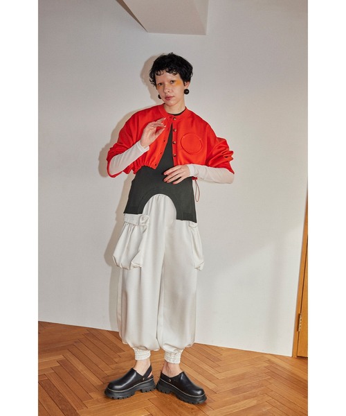 OMMO（オーエムエムオー） カーディガン HEM GATHER SHORT KNIT CD 