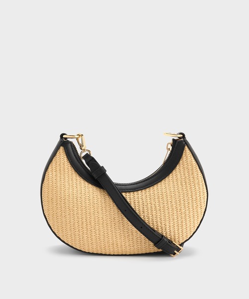 【23SS NEW】MARNI_men / BEY スモール ラフィア ホーボーバッグ ナチュラルラフィア レッド Nassa スモールホーボーバッグ | Marni