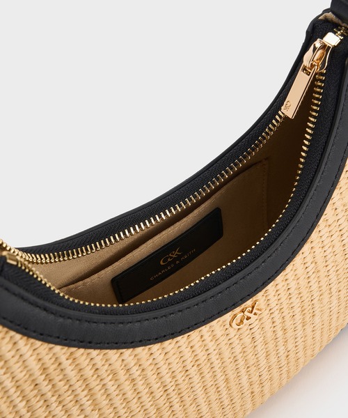 CHARLES ＆ KEITH ショルダーバッグ バッグ ラフィア＆レザー