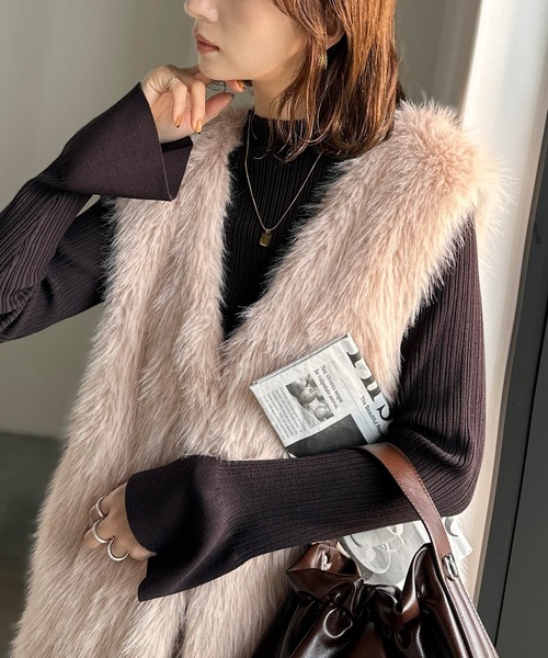 classicalelf ベスト ジレ 高級感をレイヤード。ふわふわミックス