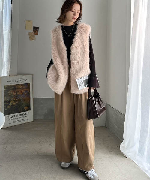 classicalelf ベスト ジレ 高級感をレイヤード。ふわふわミックス