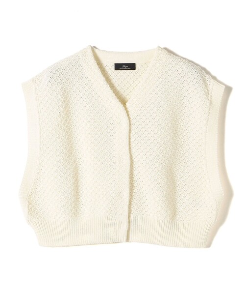 ニット セーター SHIPS Primary Navy Label:「手洗い可能」クロップド ニット ベスト レディース