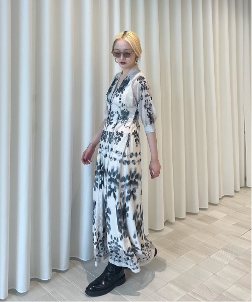 Ameri（アメリ） ワンピース MEDI DECALCOMANIA CHIFFON DRESS