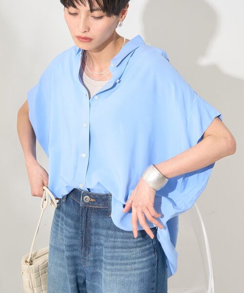 ブラウス シャツ 接触冷感タックフレンチスリーブシャツ レディース | AMERICAN HOLIC | 17