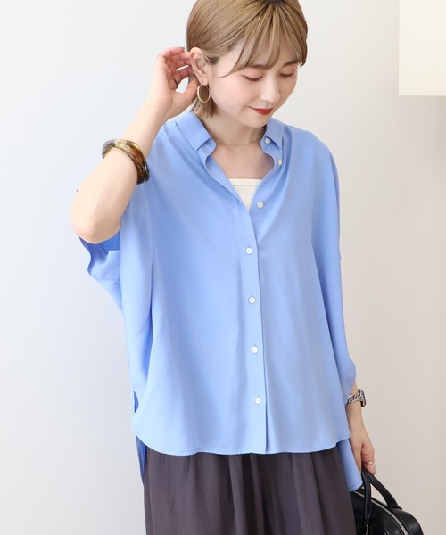 ブラウス シャツ 接触冷感タックフレンチスリーブシャツ レディース | AMERICAN HOLIC | 05