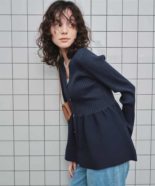 「titivate」 ニットカーディガン L ネイビー レディース