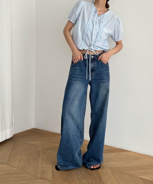 CANAL JEAN ブラウス シャツ El mar ストライプフリルブラウス