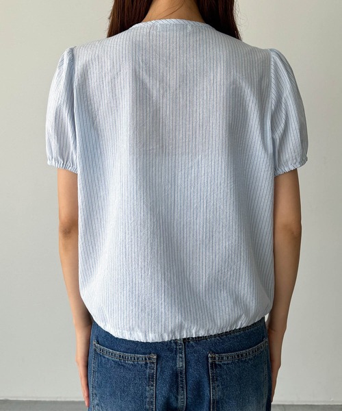 CANAL JEAN ブラウス シャツ El mar ストライプフリルブラウス