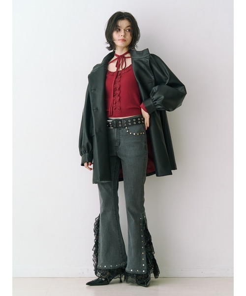 jouetie コート アウター フェイクレザーAラインジャケット レディース