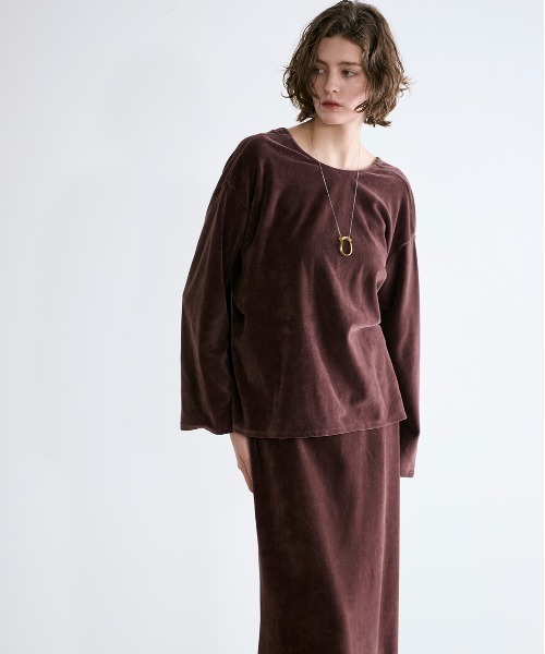 WALANCE（ワランス） cotton velour deep v-neck top レディース 