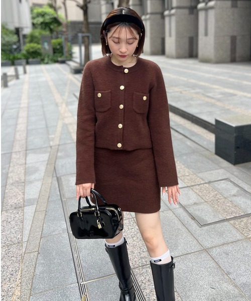 SNIDEL ジャケット ノーカラージャケット フォックスニット