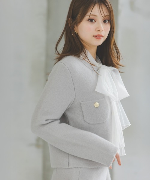 SNIDEL ニットジャケット　キャメル SNIDEL ジャケット ノーカラージャケット フォックスニット