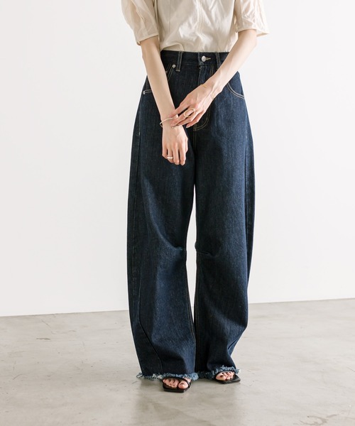 「mystic」 ダメージ加工デニムパンツ 2 ブルー レディース