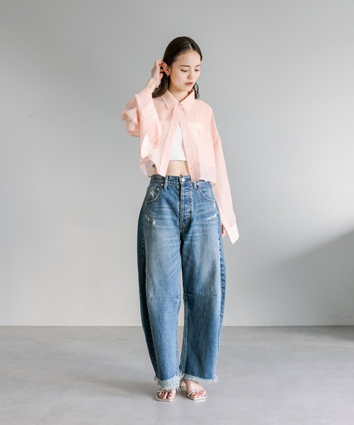 「mystic」 ダメージ加工デニムパンツ 2 ブルー レディース