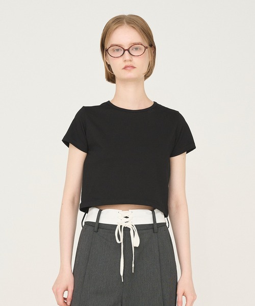 tシャツ 「Nora Lily」「elle」Mini Logo Embroidered Tee レディース