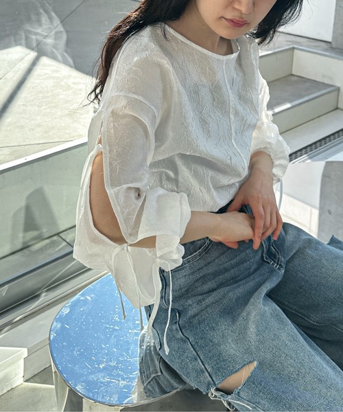 「feepur」 長(zhǎng)袖ブラウス MEDIUM オフホワイト レディース