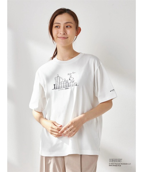 tシャツ 「PEANUTS」スヌーピープリントTシャツ レディース
