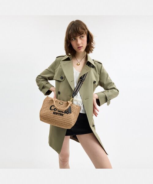 コーチ　トートバッグ　ベージュ　カゴバッグ　ワンショルダー　COACH　u17 Brandol / COACH コーチ ショルダーバッグ キャンバス 2way