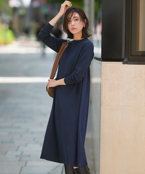 MARK&LONA定価64800円ブラック ニットワンピース ワンピース 「洗える/吊り干しOK」ヴィスコースストレッチ バック