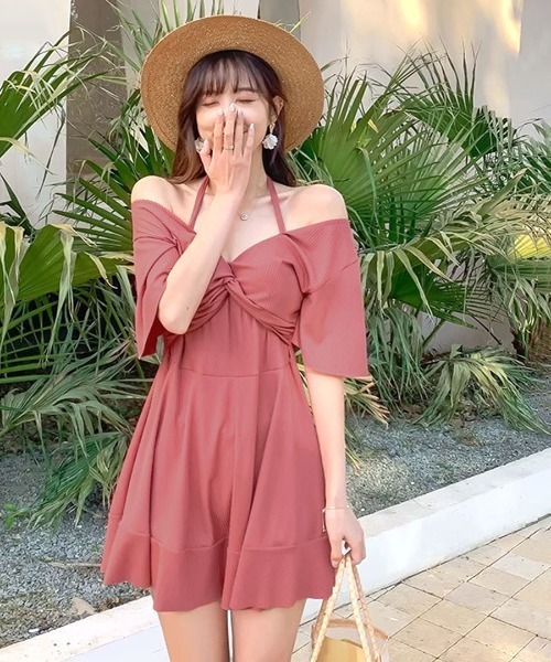 REMUR 水着 ミニワンピース風オフショル水着 レディース : ZOZOTOWN