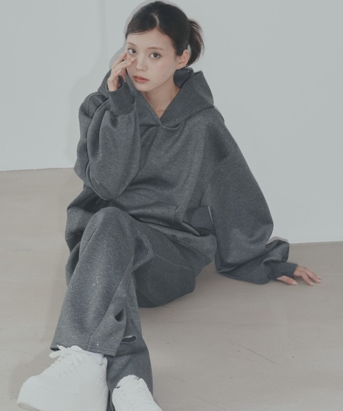 Lallana スウェットパンツ ジャージ Lame flare sweatpants