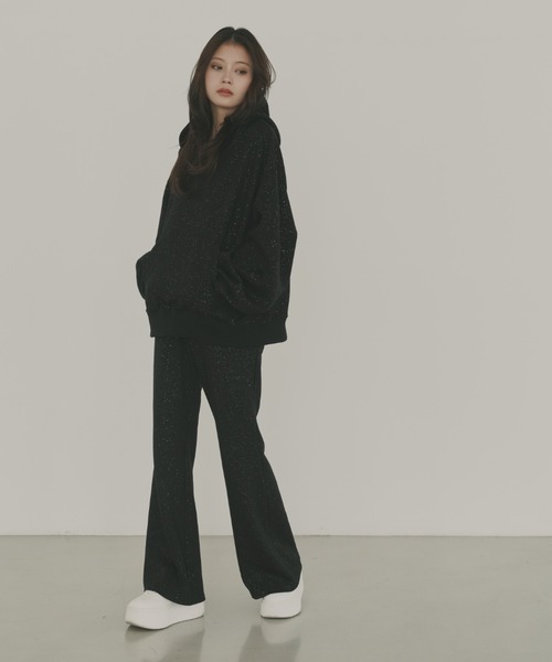 Lallana スウェットパンツ ジャージ Lame flare sweatpants