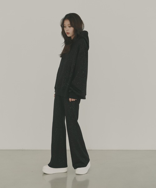Lallana スウェットパンツ ジャージ Lame flare sweatpants