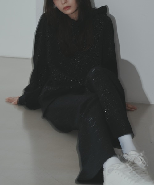 Lallana スウェットパンツ ジャージ Lame flare sweatpants